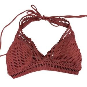 Robin Piccone Rust Crochet Triangle Bikini Top size Medium